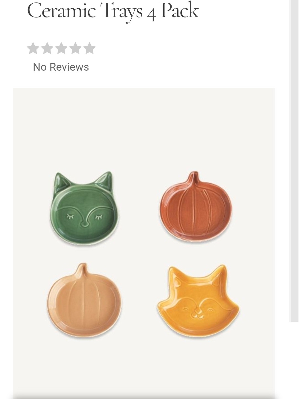 Ceramic Animal & Pumpkin Accent Trays - Green, Orange, Tan, Yellow (Set of 4)